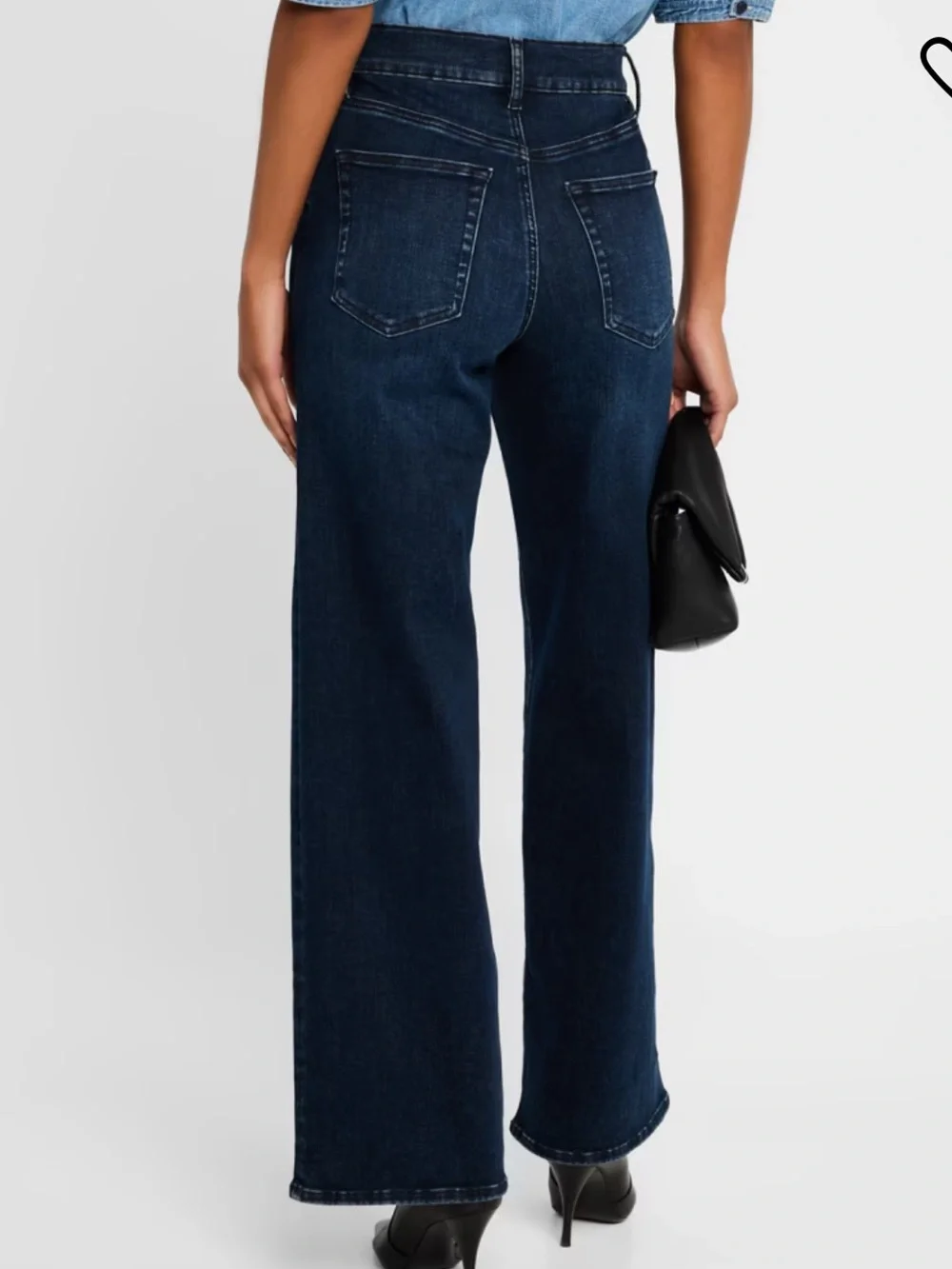 NWT FRAME Le Slim Palazzo High-Rise Wide-Leg Deep Blue Wash Jeans.